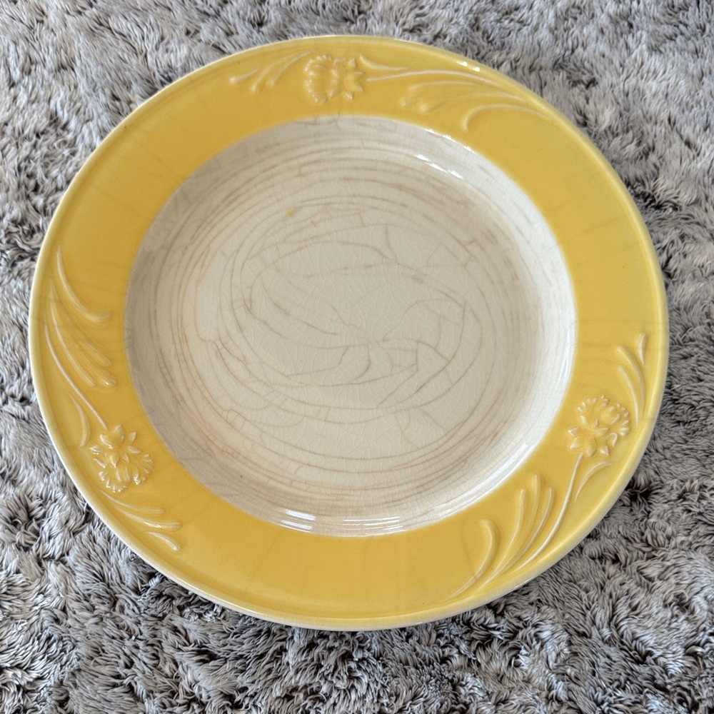 Lenox Poppies Rainbow-Yellow Rim Round Serving Chop Plate 12 1/4" Chinastone